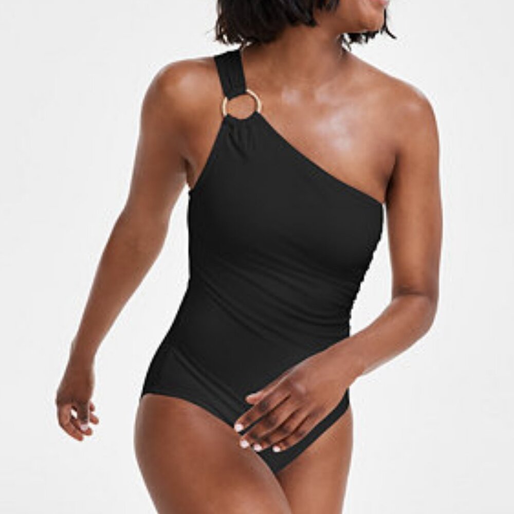 NWT! Michael Kors Black One Shoulder One Piece Swimsuit NEW!